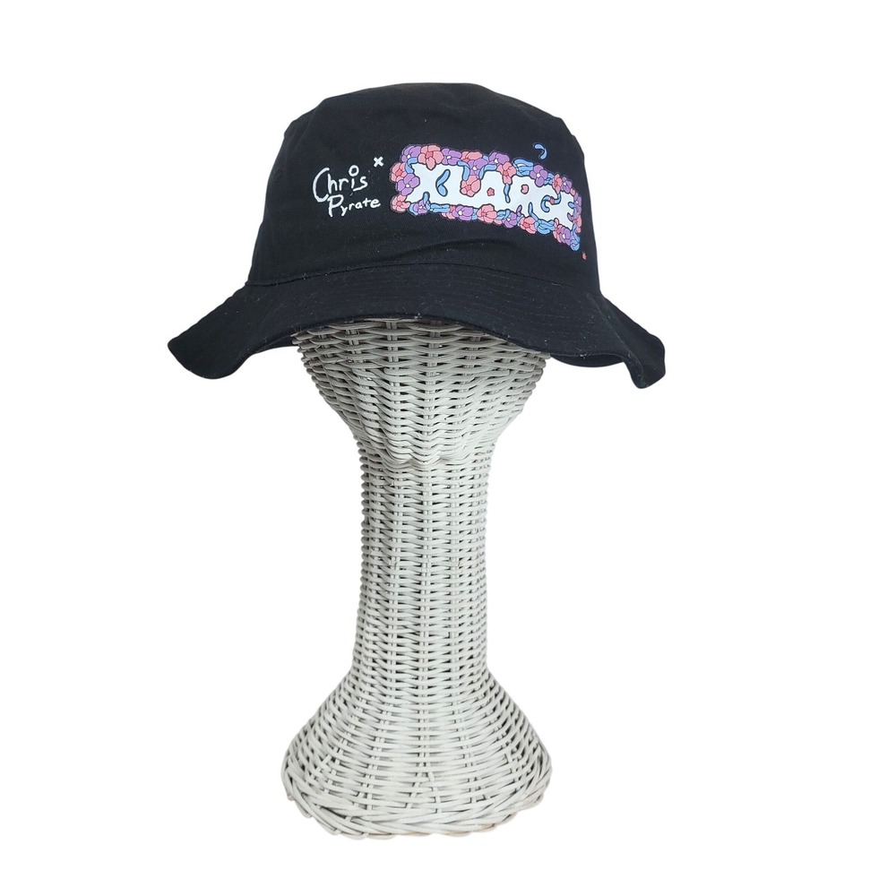 XLARGE x Chris Pyrate Bucket Hat Black Floral Graphic Cotton Streetwear OSFM